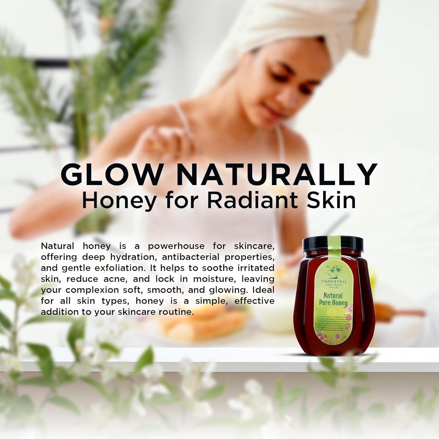 Biju Thadathil Farm Natural Pure Honey 250g | 100% Pure Raw Unprocessed Organic Honey | Antioxidant-Rich, Boosts Immunity, Aids Digestion, Promotes Skin & Hair Health