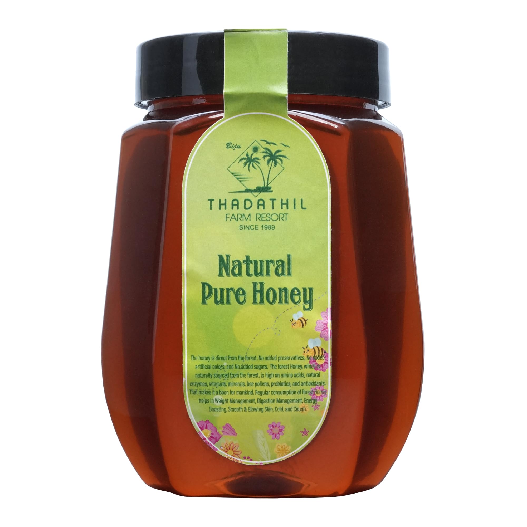 Biju Thadathil Farm Forest Honey 500g – Certified Organic by MQA | Raw, Organic Unprocessed Wild Forests | Real Pure Honey Without Sugar | Natural Support for Health, Beauty & Wellness | Since 1989