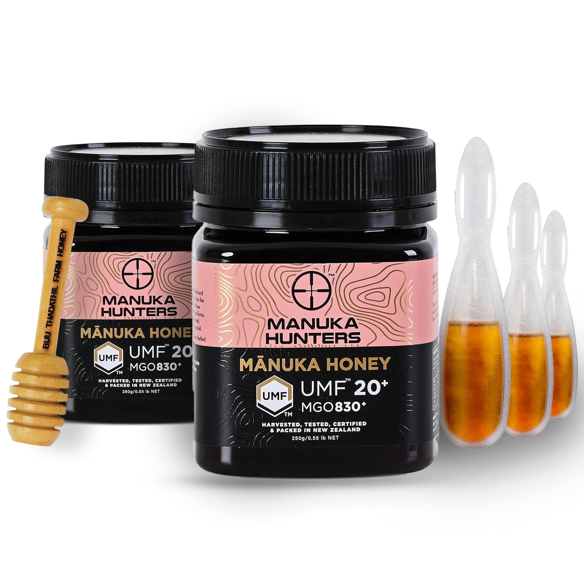 Manuka Honey UMF 20+ (MGO 830+) | 100% Pure Raw UMF Certified New Zealand Mānuka Honey | Premium Medical Grade | Manuka Hunters 250g