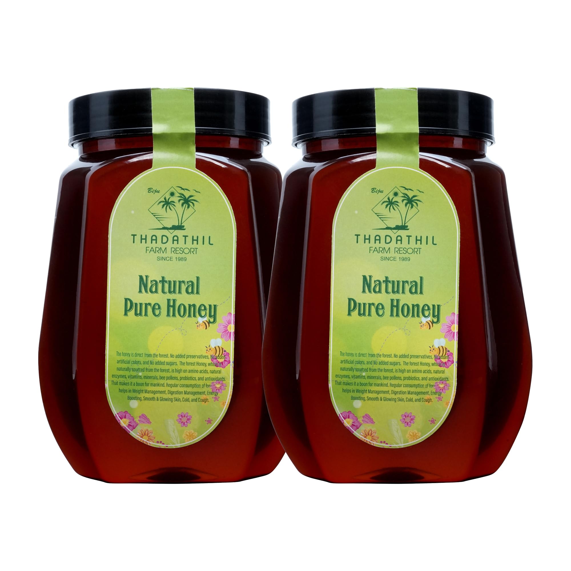 Biju Thadathil Farm Black Forest Honey 500g – Certified Organic by MQA | Organic Forest Honey Without Sugar | Raw, Wild, Unprocessed & Non-Pasteurized | Supports Gut & Skin Health