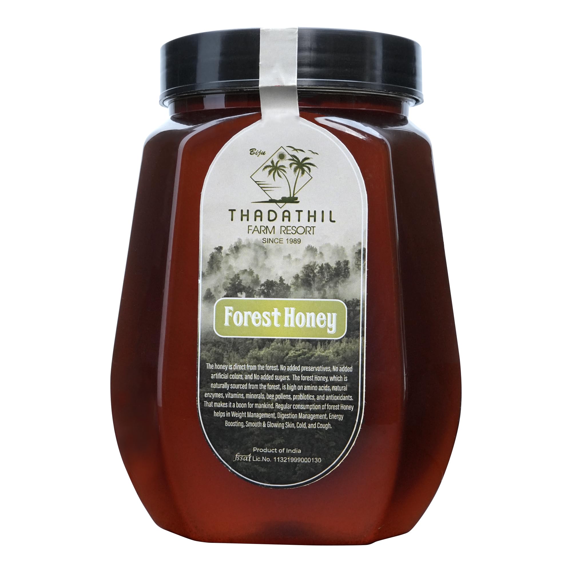 Biju Thadathil Farm Forest Honey 500g – Certified Organic by MQA | Raw, Organic Unprocessed Wild Forests | Real Pure Honey Without Sugar | Natural Support for Health, Beauty & Wellness | Since 1989