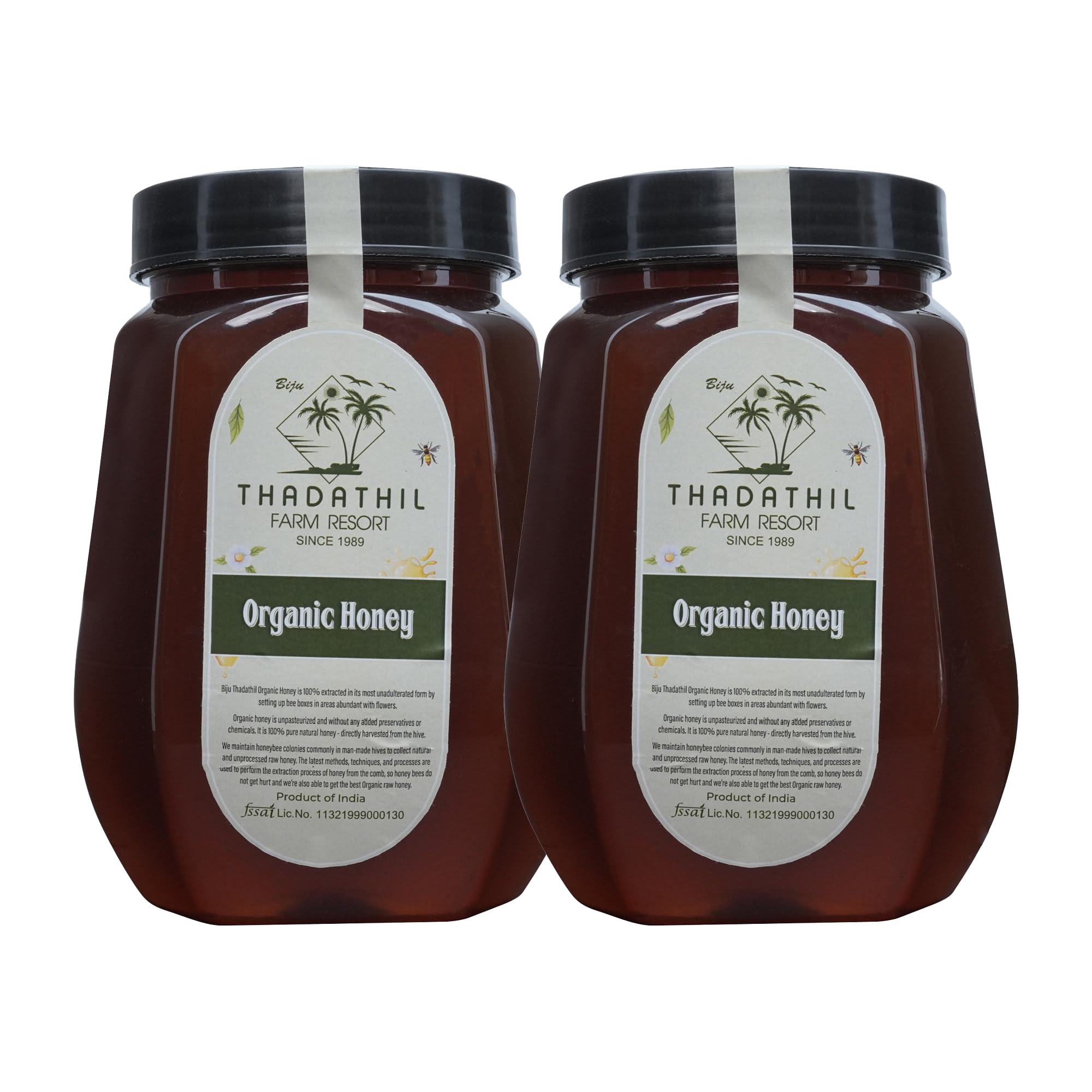 Biju Thadathil Farm Forest Honey 500g – Certified Organic by MQA | Raw, Organic Unprocessed Wild Forests | Real Pure Honey Without Sugar | Natural Support for Health, Beauty & Wellness | Since 1989