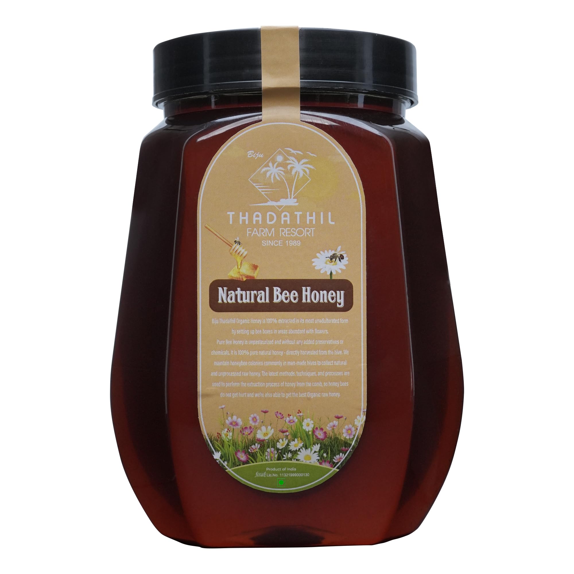 Biju Thadathil Farm Black Forest Honey 500g – Certified Organic by MQA | Organic Forest Honey Without Sugar | Raw, Wild, Unprocessed & Non-Pasteurized | Supports Gut & Skin Health