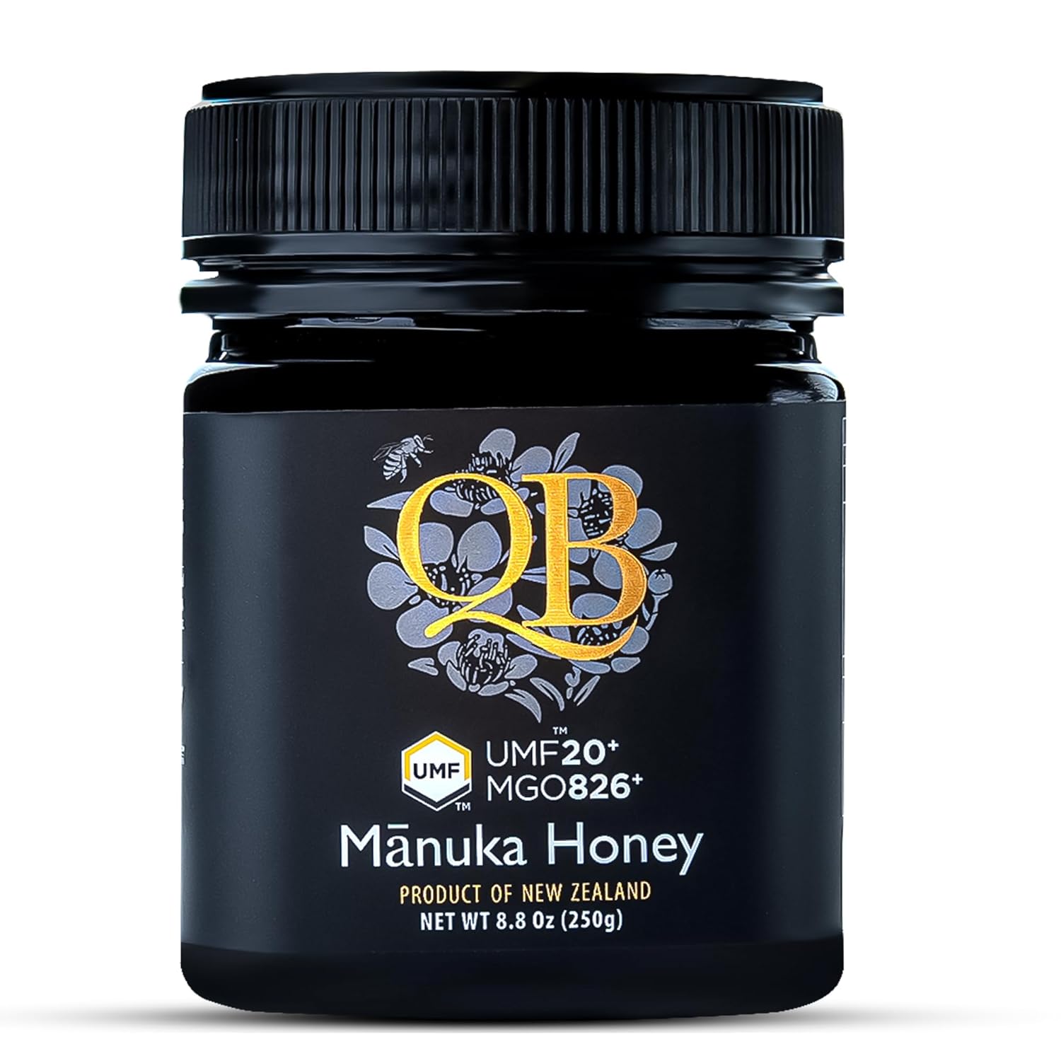 QB Mānuka Honey UMF 20+ (MGO 826+) | 100% Authentic Raw Tested & Certified Medical Grade New Zealand Honey | 250g Jar