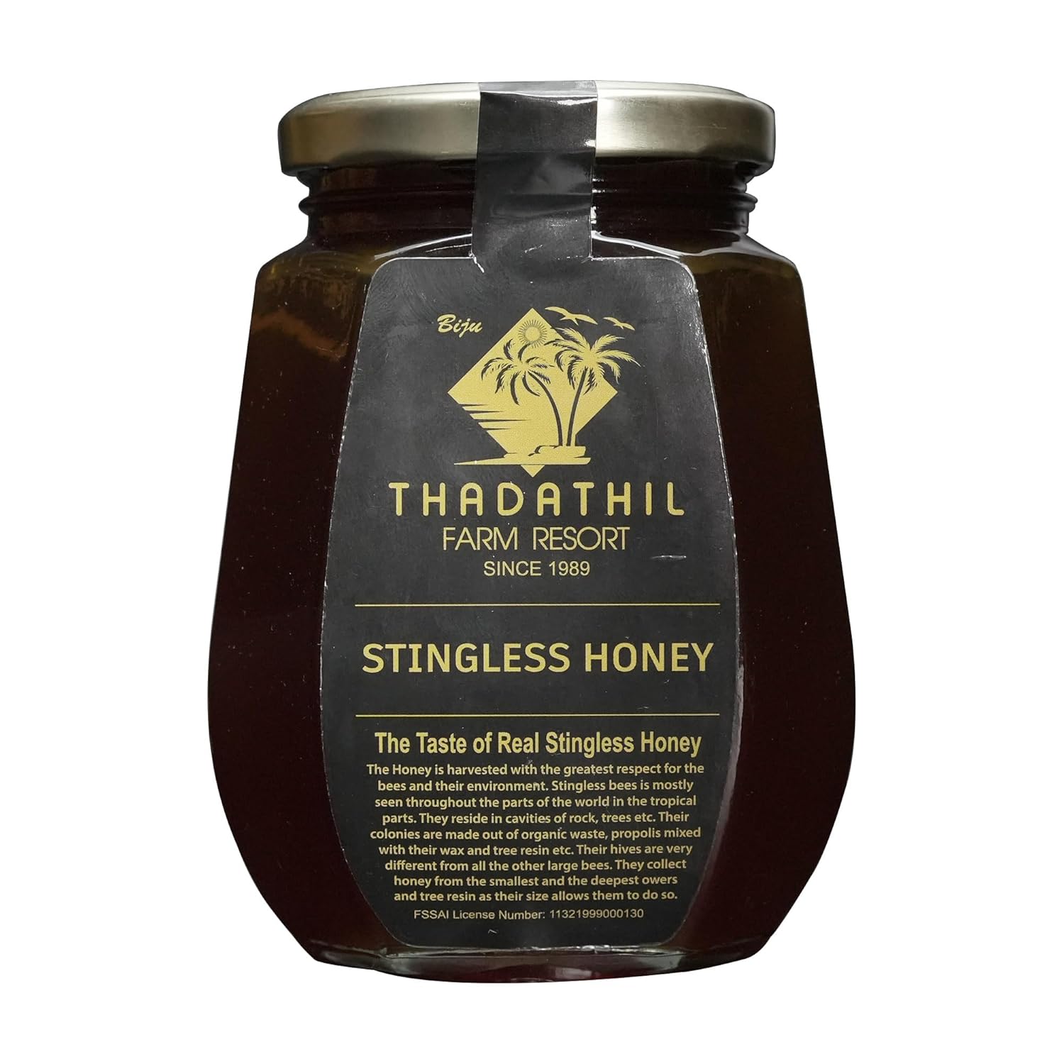 Biju Thadathil Farm Stingless Bee Honey 500 g | Pure Organic Cheruthen Honey Original | Raw & Pure Kerala Small Bee Madhu to Boost Immunity & Soothe Cough