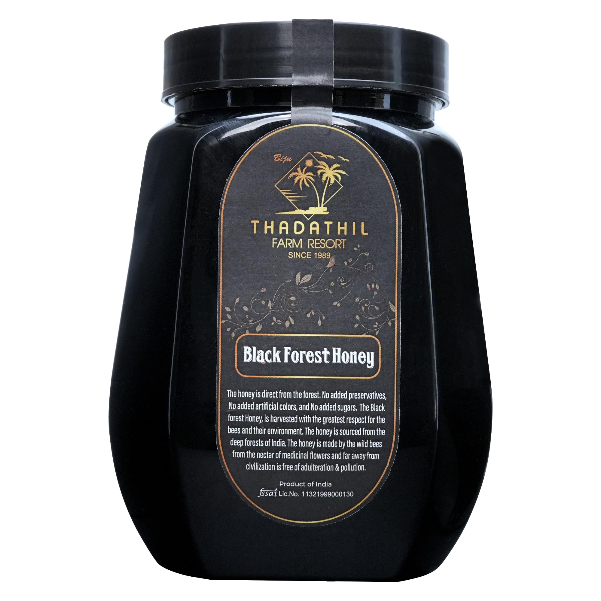 Biju Thadathil Farm Black Forest Honey 250g – Certified Organic by MQA | Raw Wild Honey Organic Unprocessed & Non-Pasteurized | Pure Natural Honey for Face, Immunity & Wellness | Since 1989