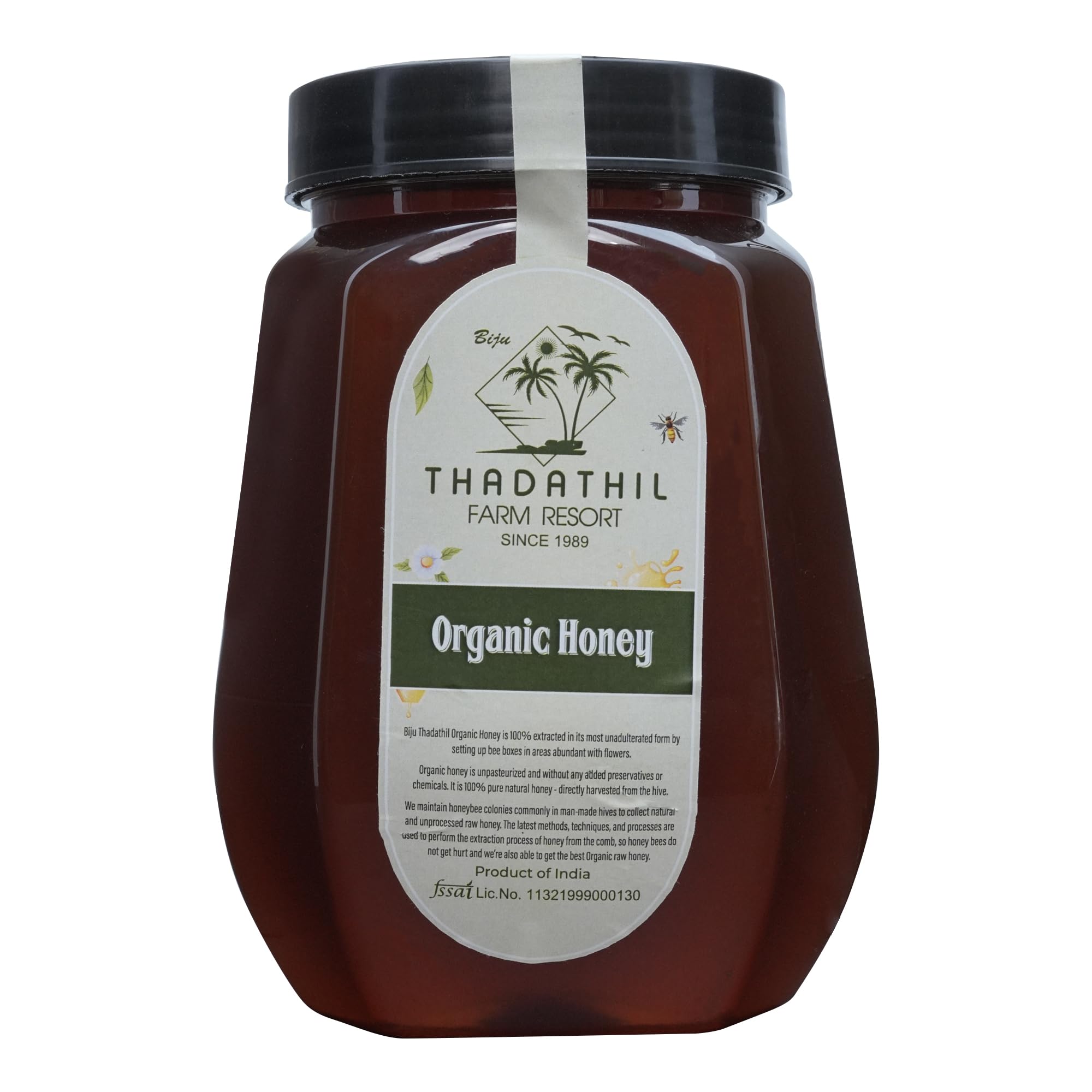 Biju Thadathil Farm Forest Honey 500g – Certified Organic by MQA | Raw, Organic Unprocessed Wild Forests | Real Pure Honey Without Sugar | Natural Support for Health, Beauty & Wellness | Since 1989