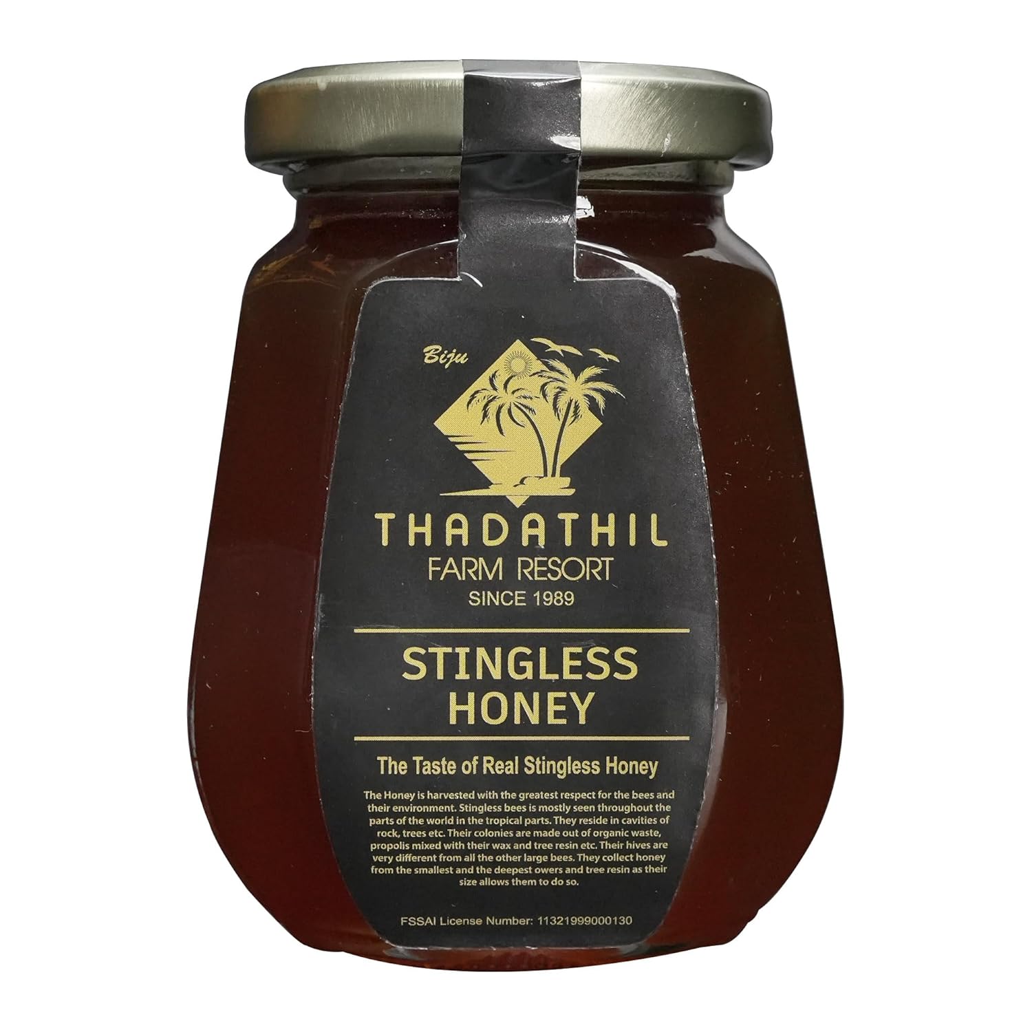 Biju Thadathil Farm Stingless Bee Honey 250 g | Raw & Pure Kerala Small Bee Honey | Original Cheruthen for Immunity, Skin, Throat & Everyday Health