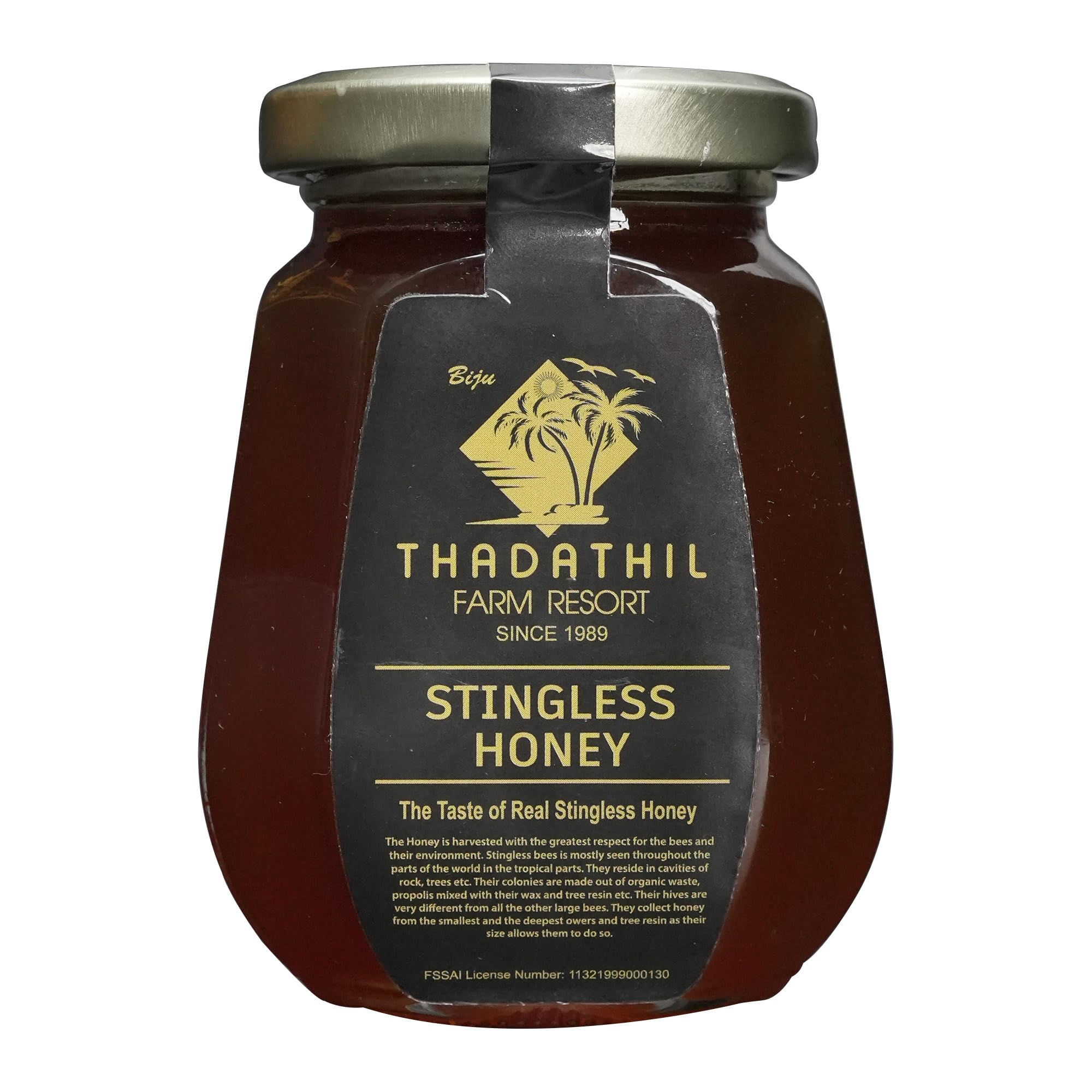 Biju Thadathil Farm Stingless Bee Honey 500 g | Pure Organic Cheruthen Honey Original | Raw & Pure Kerala Small Bee Madhu to Boost Immunity & Soothe Cough