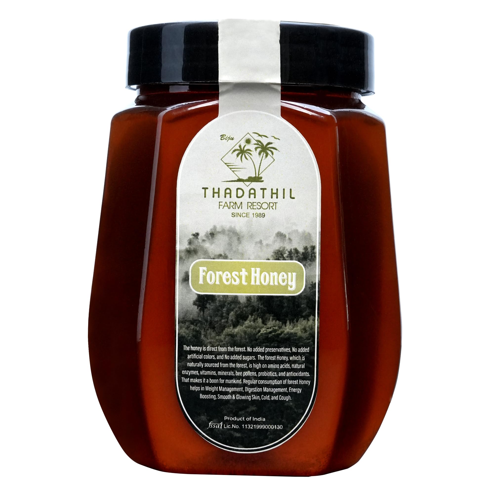 Biju Thadathil Farm Black Forest Honey 250g – Certified Organic by MQA | Raw Wild Honey Organic Unprocessed & Non-Pasteurized | Pure Natural Honey for Face, Immunity & Wellness | Since 1989