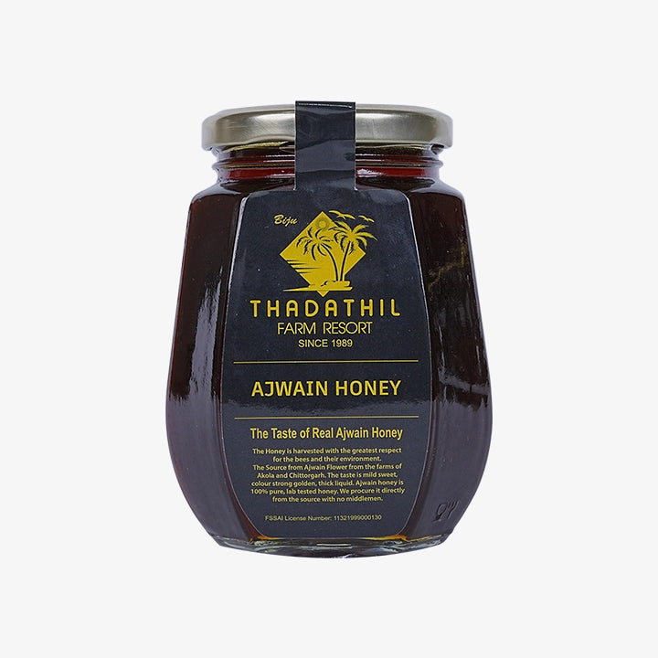 Biju Thadathil Farm Eucalyptus Honey – Raw, Organic Mono-Floral Honey from Nilgiri Forests | Certified by MQA | Unprocessed, Unpasteurized & Sugar-Free | 500g Glass Jar | Since 1989