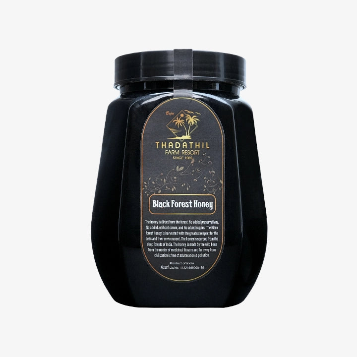 Biju Thadathil Farm Black Forest Honey 500g – Certified Organic by MQA | Organic Forest Honey Without Sugar | Raw, Wild, Unprocessed & Non-Pasteurized | Supports Gut & Skin Health