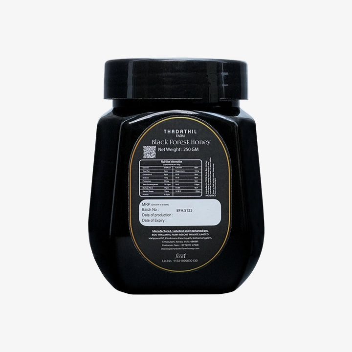 Biju Thadathil Farm Black Forest Honey 250g – Certified Organic by MQA | Raw Wild Honey Organic Unprocessed & Non-Pasteurized | Pure Natural Honey for Face, Immunity & Wellness | Since 1989