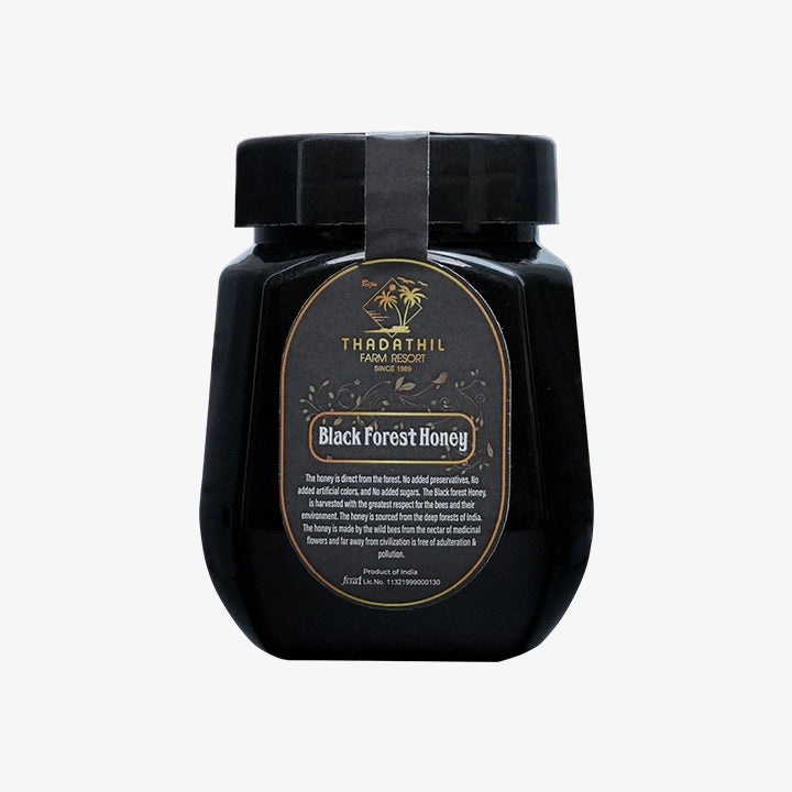 Biju Thadathil Farm Black Forest Honey 500g – Certified Organic by MQA | Organic Forest Honey Without Sugar | Raw, Wild, Unprocessed & Non-Pasteurized | Supports Gut & Skin Health