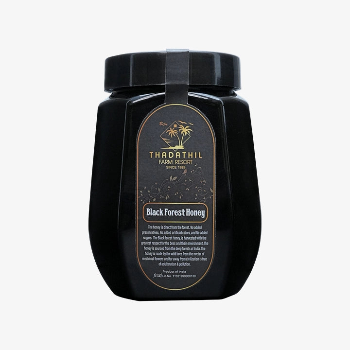 Biju Thadathil Farm Black Forest Honey 500g – Certified Organic by MQA | Organic Forest Honey Without Sugar | Raw, Wild, Unprocessed & Non-Pasteurized | Supports Gut & Skin Health