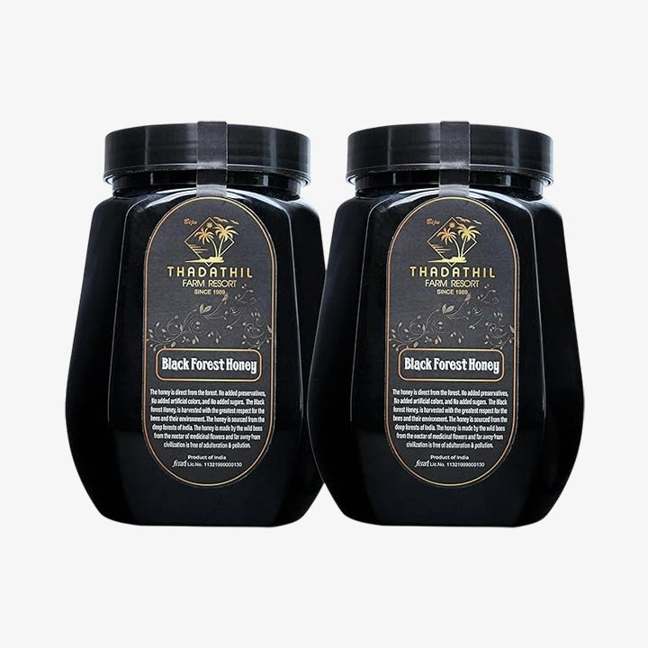 Biju Thadathil Farm Black Forest Honey 500g – Certified Organic by MQA | Organic Forest Honey Without Sugar | Raw, Wild, Unprocessed & Non-Pasteurized | Supports Gut & Skin Health