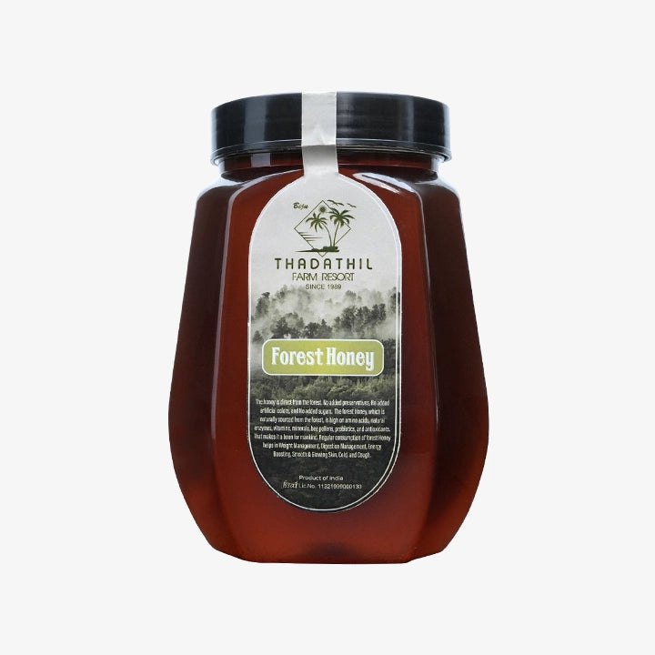 Biju Thadathil Farm Black Forest Honey 500g – Certified Organic by MQA | Organic Forest Honey Without Sugar | Raw, Wild, Unprocessed & Non-Pasteurized | Supports Gut & Skin Health