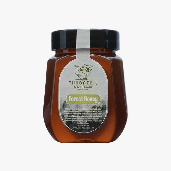 Biju Thadathil Farm Black Forest Honey 500g – Certified Organic by MQA | Organic Forest Honey Without Sugar | Raw, Wild, Unprocessed & Non-Pasteurized | Supports Gut & Skin Health