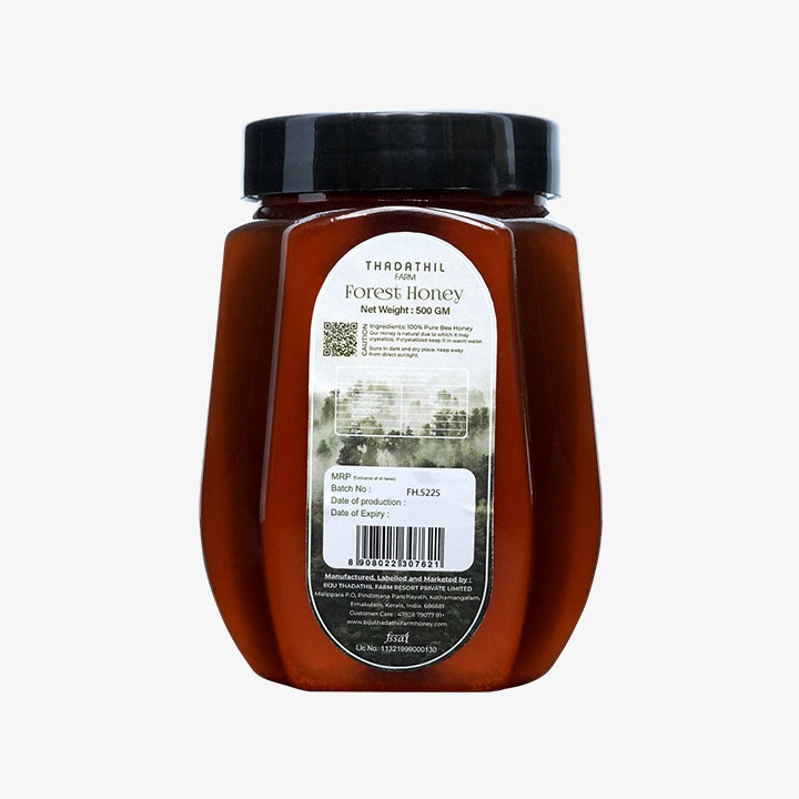 Biju Thadathil Farm Forest Honey 500g – Certified Organic by MQA | Raw, Organic Unprocessed Wild Forests | Real Pure Honey Without Sugar | Natural Support for Health, Beauty & Wellness | Since 1989