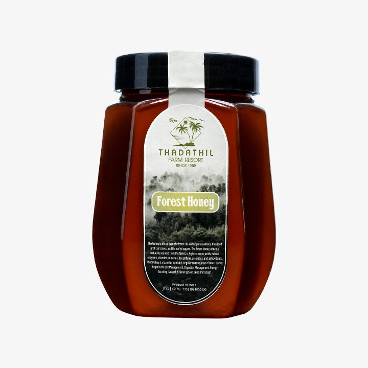Biju Thadathil Farm Black Forest Honey 500g – Certified Organic by MQA | Organic Forest Honey Without Sugar | Raw, Wild, Unprocessed & Non-Pasteurized | Supports Gut & Skin Health