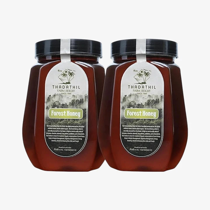 Biju Thadathil Farm Black Forest Honey 500g – Certified Organic by MQA | Organic Forest Honey Without Sugar | Raw, Wild, Unprocessed & Non-Pasteurized | Supports Gut & Skin Health