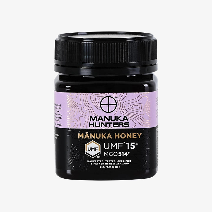 Manuka Honey UMF 15 + (MGO 514+) | 100% Pure Raw UMF Certified New Zealand Manuka Honey | Mānuka Hunters 250g Jar