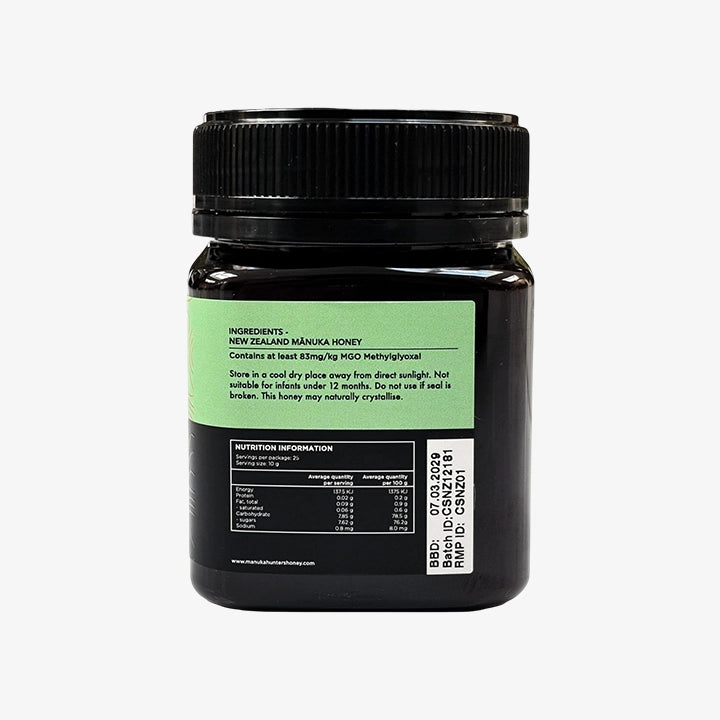 Manuka Honey UMF 5+ (MGO 83+) | 100% Pure Raw UMF Certified New Zealand Honey | Mānuka Hunters 250g Jar
