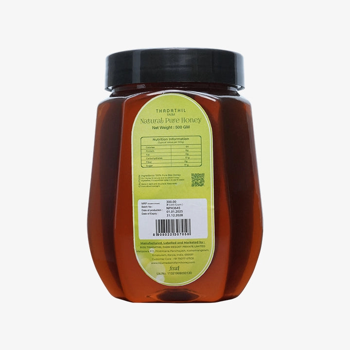 Biju Thadathil Farm Natural Pure Honey 250g | 100% Pure Raw Unprocessed Organic Honey | Antioxidant-Rich, Boosts Immunity, Aids Digestion, Promotes Skin & Hair Health