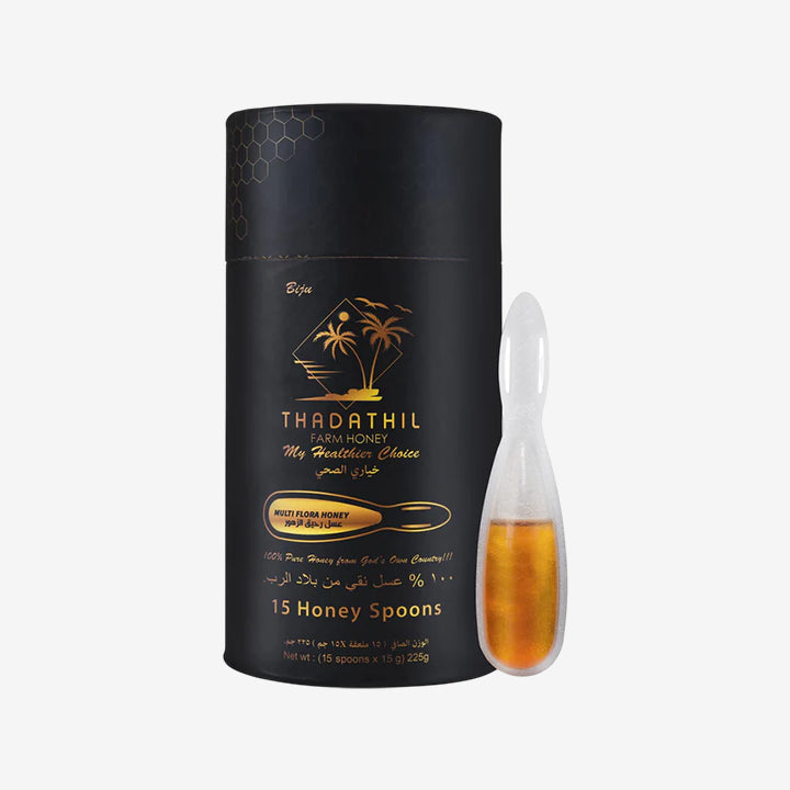 Biju Thadathil Farm Raw Honey Spoons 150g | 10 x 15g Ready-to-Use Spoons | Organic Multiflora Honey | Certified Organic by MQA (UKAF Accredited) | No Sugar, No Additives | Raw, Unprocessed, Unfiltered | Forest Honey On-the-Go